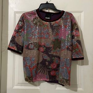 COPY - Nanette Lepore sequin short sleeve top. S